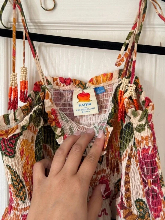 FARM Rio Orange Floral Maxi Dress with Tie Straps - Picture 5 of 5